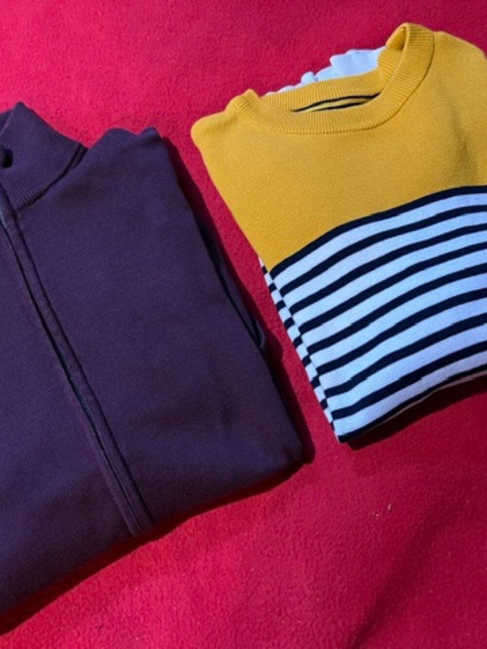 Men's Sweater Bundle Jules Small Breton Stripe & Amazon Essentials Medium Zip